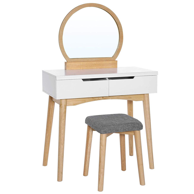Wrought Studio Arinze Vanity Set with Stool and Mirror & Reviews Wayfair